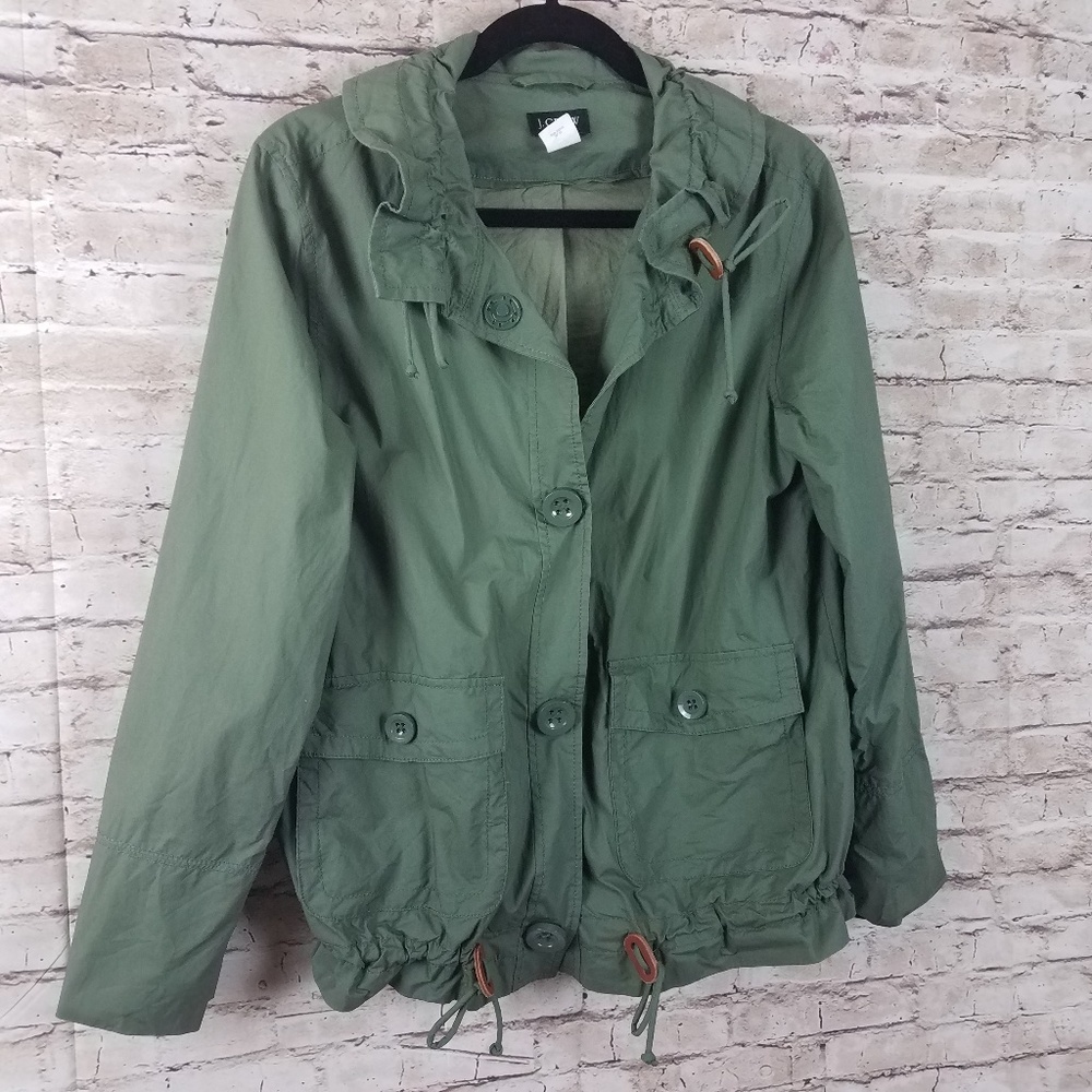 J Crew womens Utility jacket size 6 olive green
